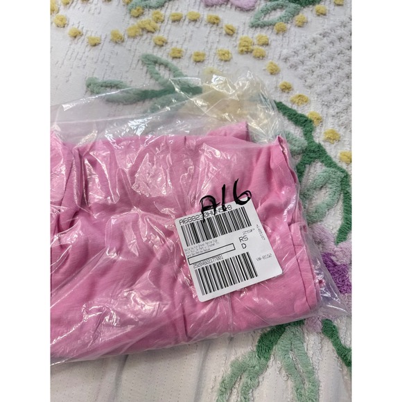 Candace Cameron Bure Pink Smocked Waist Wide Leg Pants Cotton Linen Blend L - Picture 9 of 9